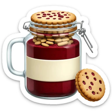 Haz un tarro de galletas y que en el interior contenga varias galletas Red Velvet con pepitas de chocolate blanco sticker