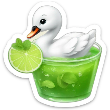baby swan drinking mojito sticker