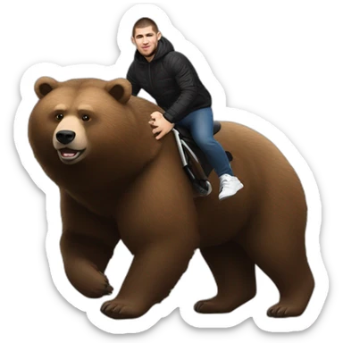 khabib nurmagomedov riding a bear sticker