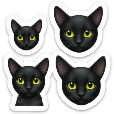 1 only black cat with Green eyes, and 1 only black cat smaller with yellow eyes  sticker