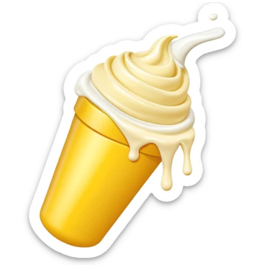 Yellow tube of cream or ointment with cream coming out of the opening sticker