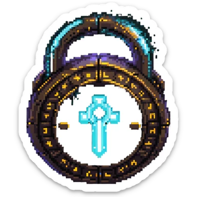 A fantasy magic lock with runes and glowing magical aura sticker