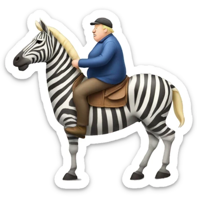 Tired Old obese blonde man riding a zebra sticker