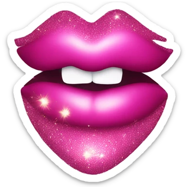 pink kiss with glitter  sticker