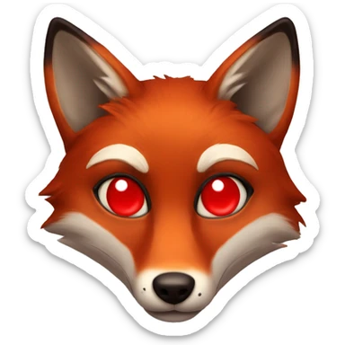 dark red fox face with tiny red heart instead of eyes sticker
