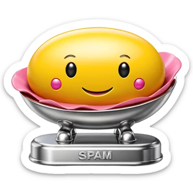 SPAM AND EGGS sculpture in jeff koons style sticker