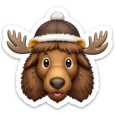 moose with a fur cap sticker