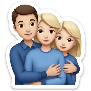 three people: two guys, one girl

they're in love, they're dressed, they hug sticker