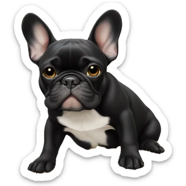 Black-and-tan French bulldog on pile of gold  sticker