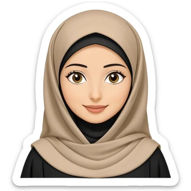 Saudi woman wearing black hijab and traditional abaya, gentle smile sticker