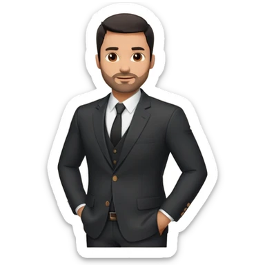 Good-looking robust man in his mid-40s with light brown skin tone, short black hair with evident fade cut, 5 o'clock shadow/scruff instead of beard, strong square face, approachable TV host expression, black blazer left open showing white buttoned shirt sticker