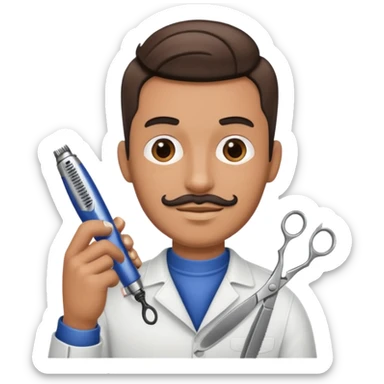 Barber man holding a pair of clippers sticker