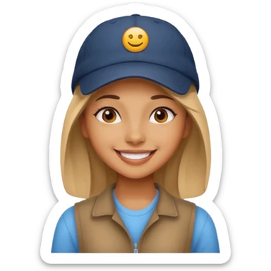 Niña bonita con gorra sticker