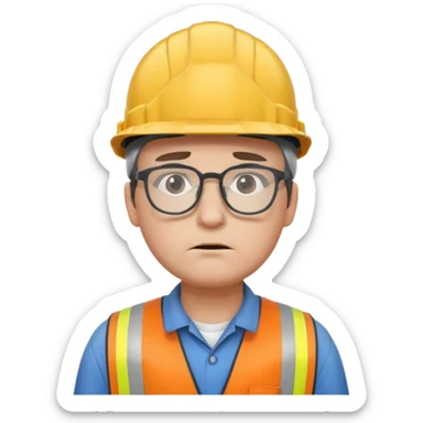 engineer with glasses looking really sad sticker