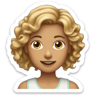a wavy hair tan skin girl with broken hand sticker