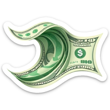 a floating wavy usd note icon sticker