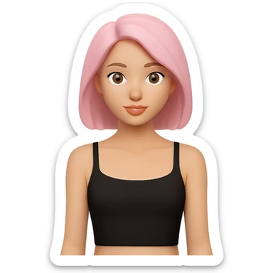 Tight cropped cami on a woman, very fitted, minimal, clean, fashion style, black color, apple emoji style look, no background. sticker