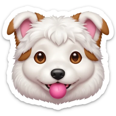 cute white dog with a ball sticker