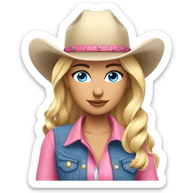blonde cute blue eyes cowgirl pink outfit stunning sticker