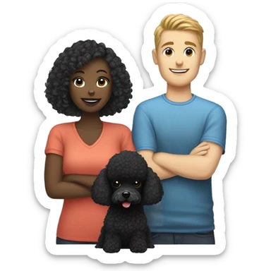 White gay couple with 1 black toy poodle sticker