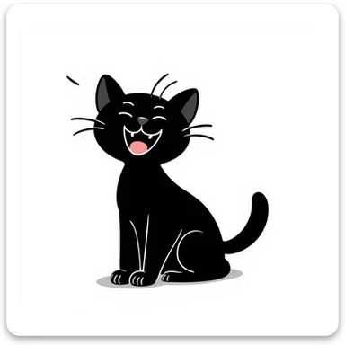 laughing cat doodle style, hand drawn sticker