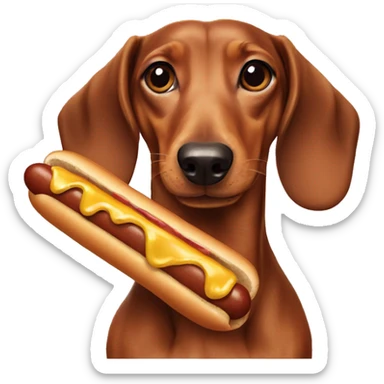 Dachshund eating hotdogs sticker