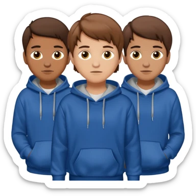 Four young men with brown hair, wearing hoodies sticker