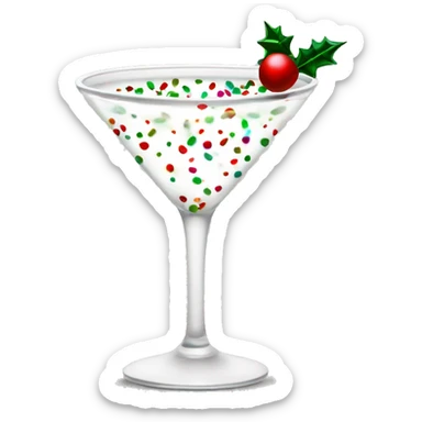 white colored martini with christmas sprinkles rim no background sticker