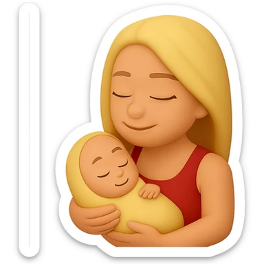 Remove the male character from the image, leaving only the female character holding the baby. Keep the transparent background intact. Maintain the original style of the image. sticker