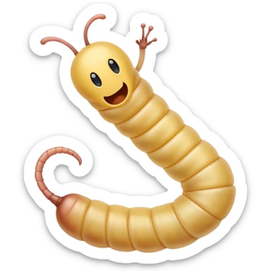 very long twisting long wriggling maggot moving towards camera first person perspective sticker