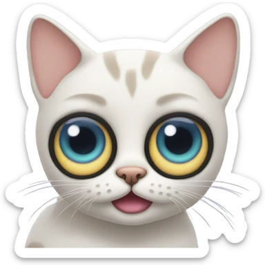 Cat with three eyeballs sticker