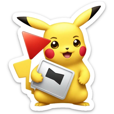 cute pikachu holding YouTube play button sticker