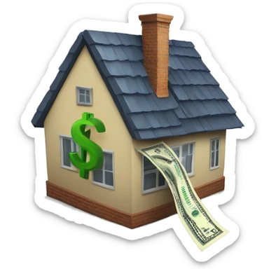 house with dollar sign rocketing up out of the roof sticker