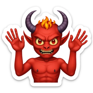 A demon with 2 hands one hand has a 9 on top and the other hand has a 9 on top  sticker