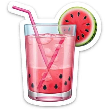 pink lemonade in glass with slice of watermelon on rim sticker
