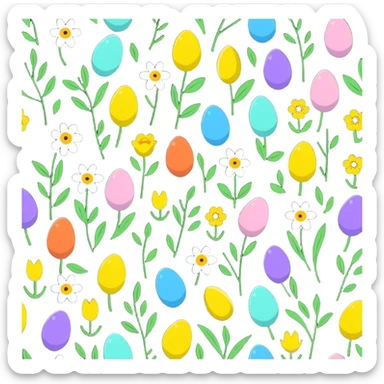 spring flowers and Easter eggs sticker