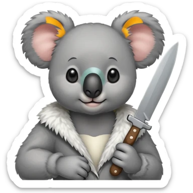Female koala with knife sticker