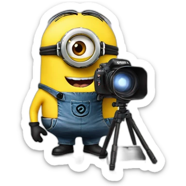  very funny minion is filming a video for tik tok sticker
