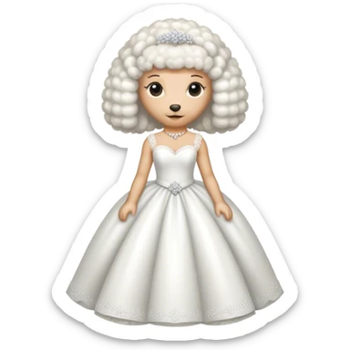 Poodle wearing a white wedding dress  sticker