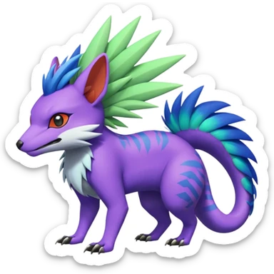  exotic tropical cyber-Sleuth-Aloy-Loyd-Garmaddon-Litten-Linoone-Noibat-Fakémon-Pokémon-Vernid-creature with a Mohawk sticker