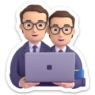 male teacher holding a laptop, teaching online sticker