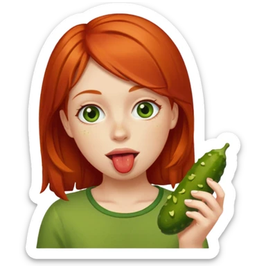 Red head girl eating a pickle  sticker