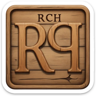 a sign with the word "RCH" written on it in capital letters sticker