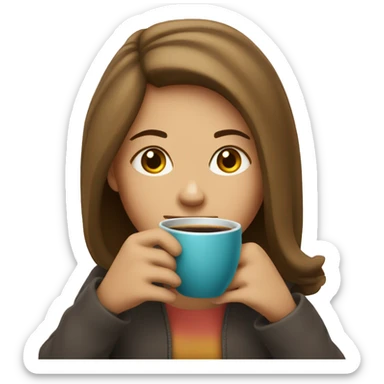 girl with a cup of coffee sticker