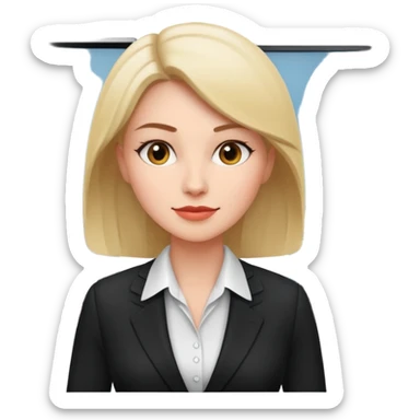 confident businesswoman in a modern office, simple and expressive sticker