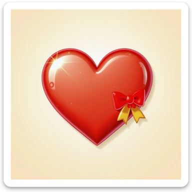 food heart emoji, shiny, with a bow accent, no background sticker