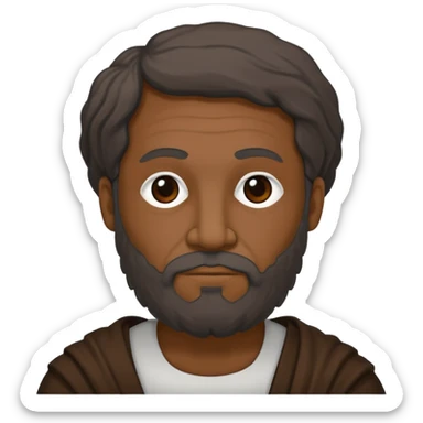 Aristotle as a black outline icon, no fill, hand-drawn look, recognizable philosopher features sticker