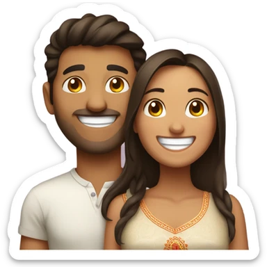 Thick brunette girl laughing with Indian man  sticker