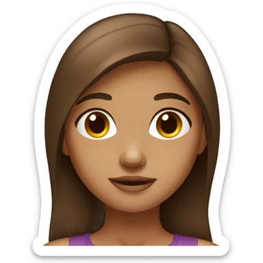 brown hair girl with brown skin color with two mole on chin  sticker