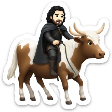 Jon snow riding a cow sticker